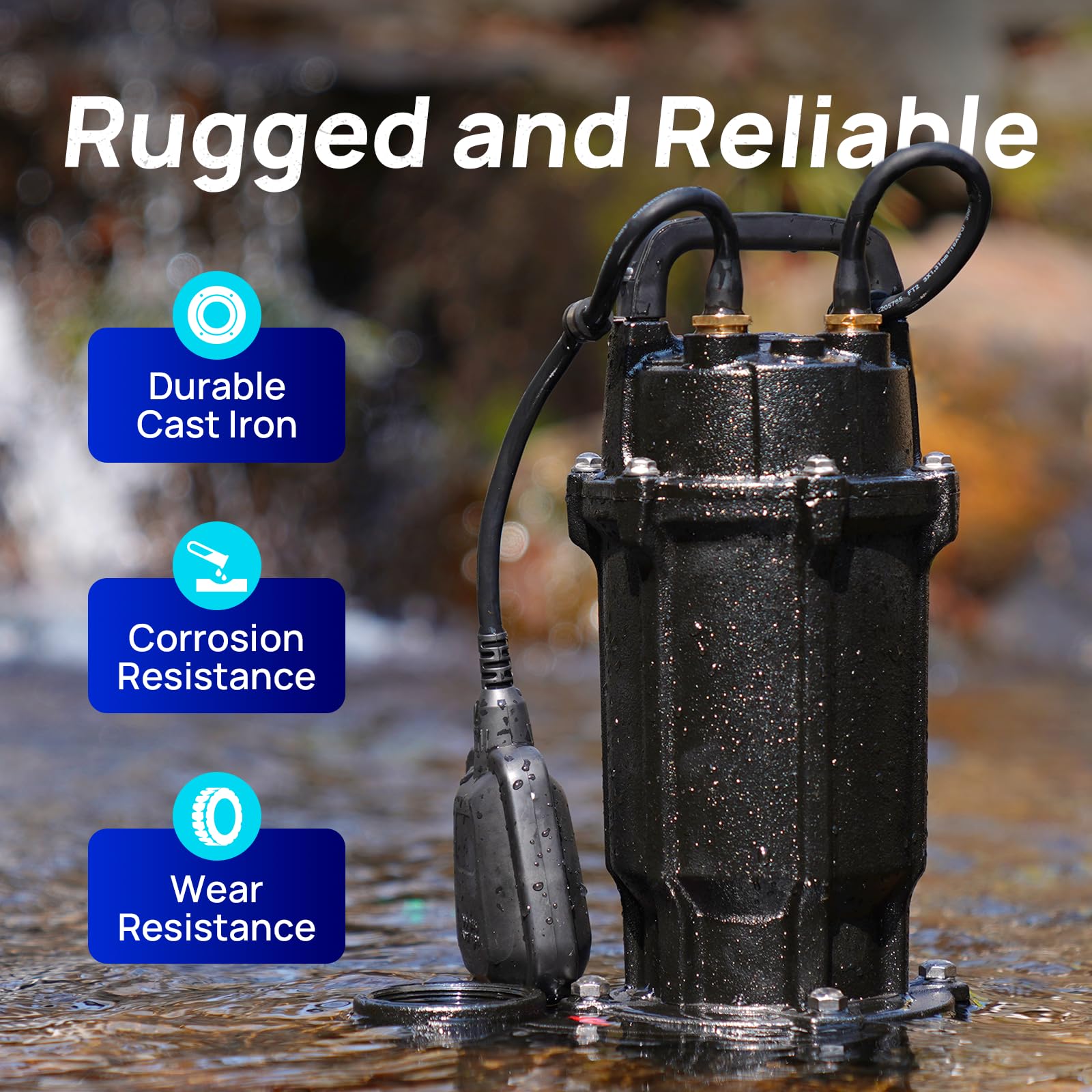 Everbilt 1/2 HP Cast Iron Submersible Sump Pump with Vertical Float Switch (Model HDS50), photo 4 of 6