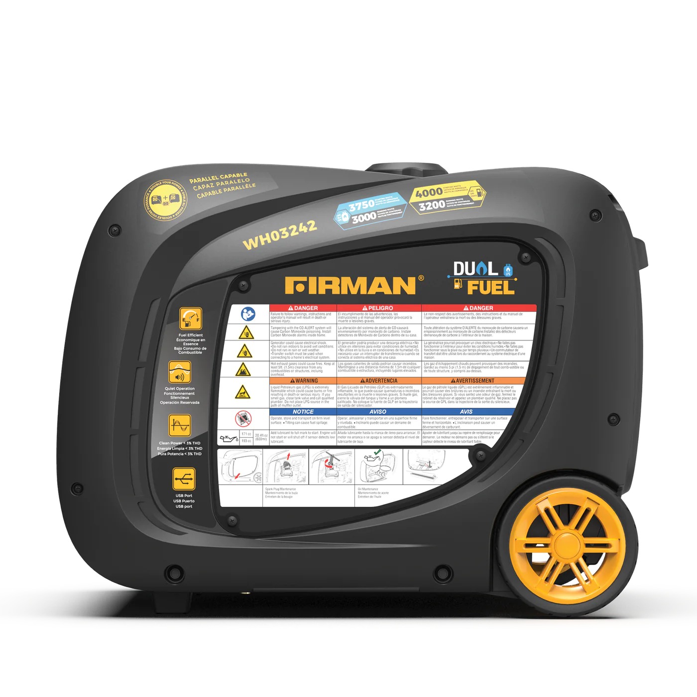 FIRMAN WH03242 Dual Fuel Gas Propane Inverter Generator 3200W/4000W 30 Amp with Electric Start, photo 5 of 6