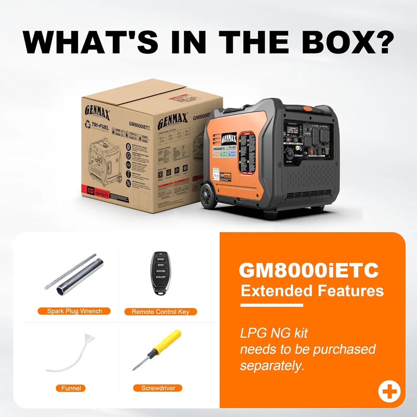 GENMAX GM8000iETC 8000-Watt Tri-Fuel Inverter Generator with App & ATS, photo 9 of 9