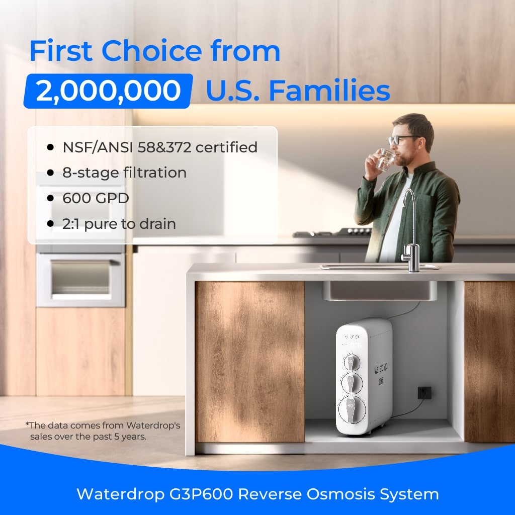 Waterdrop G3P600 Electric Tankless Under-Sink Reverse Osmosis Water Filtration System (600 GPD), photo 1 of 6